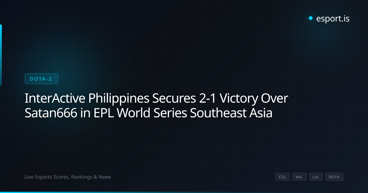 InterActive Philippines Secures 2-1 Victory Over Satan666 in EPL World Series Southeast Asia