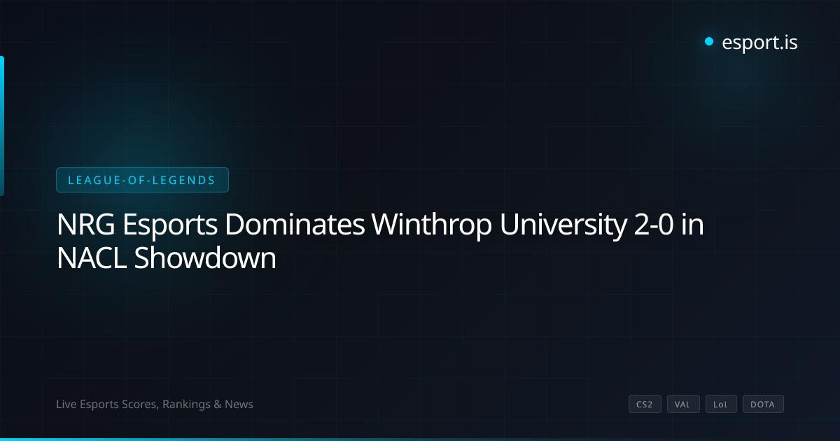 NRG Esports Dominates Winthrop University 2-0 in NACL Showdown